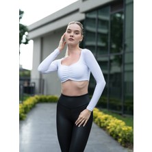 Lismina Önü Büzgülü Spor Crop Tişört