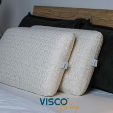 Visco Sleep Visco Yastık Ergonomik Yastık Uzun Klasik Yastık Norma Doğal Keten Kılıflı Yastık 80x40x12  cm