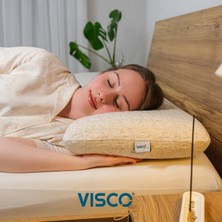Visco Sleep Visco Yastık Ergonomik Yastık Uzun Klasik Yastık Norma Doğal Keten Kılıflı Yastık 80x40x12  cm