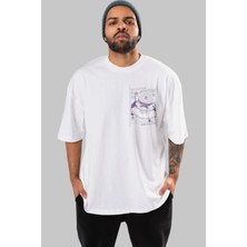 Ankhises Majın Boo2 Ön Sol Baskılı Oversize T-Shirt Erkek Kadın Unisex  Pamuk Bisiklet Yaka Tişort