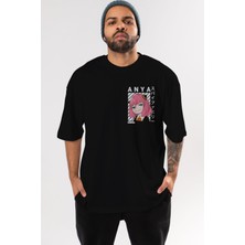 Ankhises Anya Spyx Famıly Ön Sol Baskılı Oversize T-Shirt Erkek Kadın Unisex  Pamuk Bisiklet Yaka Tişort