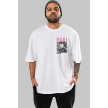 Ankhises Maki Zenin Chaınsawman 1 Ön Sol Baskılı Oversize T-Shirt Erkek Kadın Unisex  Pamuk Bisiklet Yaka Tişort