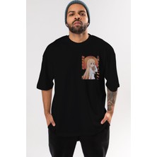 Ankhises Umaru Doma 5 Ön Sol Baskılı Oversize T-Shirt Erkek Kadın Unisex  Pamuk Bisiklet Yaka Tişort
