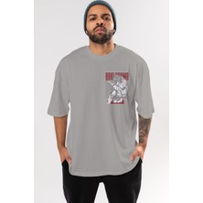 Ankhises Bakı Hanma Ön Sol Baskılı Oversize T-Shirt Erkek Kadın Unisex Pamuk Bisiklet Yaka Tişort