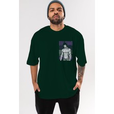 Ankhises Bakı Hanma (2) Ön Sol Baskılı Oversize T-Shirt Erkek Kadın Unisex  Pamuk Bisiklet Yaka Tişort