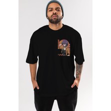Ankhises Motoko Kusanagi 9 Ön Sol Baskılı Oversize T-Shirt Erkek Kadın Unisex Pamuk Bisiklet Yaka