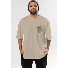 Ankhises Usopp Ön Sol Baskılı Oversize T-Shirt Erkek Kadın Unisex Pamuk Bisiklet Yaka Tişort