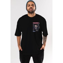 Ankhises Toushirou Hijikata 1 Ön Sol Baskılı Oversize T-Shirt Erkek Kadın Unisex Pamuk Bisiklet Yaka