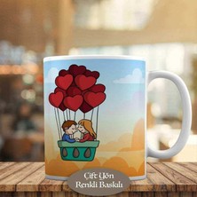 Asilmeydan Kalpli Uçan Balon ve Mutlu Çift Kupa Bardak HEDIYELIK-7547142