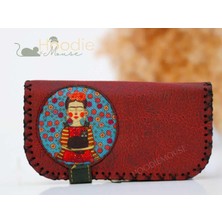 Hoodie Mouse Mavi Frida Figürlü Büyük Cüzdan Etnik Bohem Retro Vintage Style - BORDO