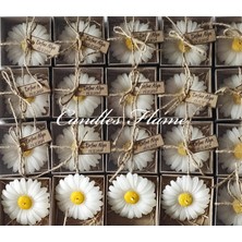 Candles Flame 20 Adet Söz Nişan Kına Nikah Hatırası Süslemeli Papatya Hediyelik Mum
