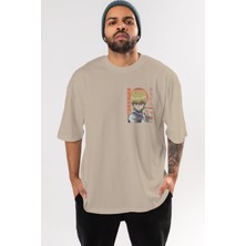 Ankhises Kurapika 5 (2) Ön Sol Baskılı Oversize T-Shirt Erkek Kadın Unisex Pamuk Bisiklet Yaka Tişort