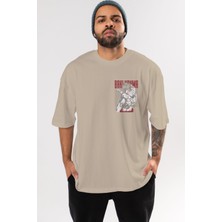 Ankhises Bakı Hanma Ön Sol Baskılı Oversize T-Shirt Erkek Kadın Unisex Pamuk Bisiklet Yaka Tişort