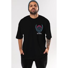 Ankhises Inosuke Demon Slayer Ön Sol Baskılı Oversize T-Shirt Erkek Kadın Unisex  Pamuk Bisiklet Yaka Tişort