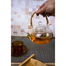 Avantage Home Colletta - Bambu Saplı Cam Süzgeçli Cam Bitki Çayı Demliği 1000 ml