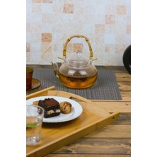 Avantage Home Colletta - Bambu Saplı Cam Süzgeçli Cam Bitki Çayı Demliği 1000 ml