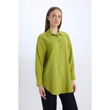 DeFacto Relax Fit Basic Düz Uzun Kollu Gömlek Tunik D7346AX25SP