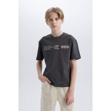 DeFacto Oversize Geniş Kalıp Bisiklet Yaka Baskılı Kısa Kollu Tişört Erkek Çocuk B6165A825SM