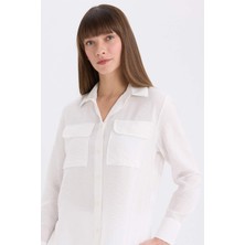 DeFacto Regular Fit Basic Düz Çift Cepli Uzun Kollu Gömlek E5925AX25SP