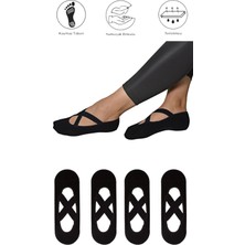 Maruf Shop 4 Adet Bayan Kaydırmaz Tabanlı Yoga Pilates Fitness Dans ve Spor Çorabı