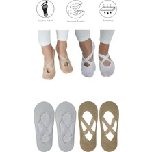 Maruf Shop 4 Adet Bayan Kaydırmaz Tabanlı Yoga Pilates Fitness Dans ve Spor Çorabı