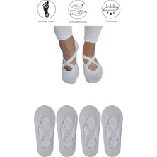 Maruf Shop 4 Adet Bayan Kaydırmaz Tabanlı Yoga Pilates Fitness Dans ve Spor Çorabı