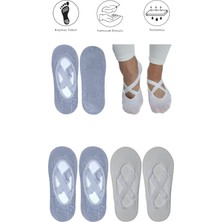 Maruf Shop 4 Adet Bayan Kaydırmaz Tabanlı Yoga Pilates Fitness Dans ve Spor Çorabı