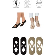 Maruf Shop 4 Adet Bayan Kaydırmaz Tabanlı Yoga Pilates Fitness Dans ve Spor Çorabı