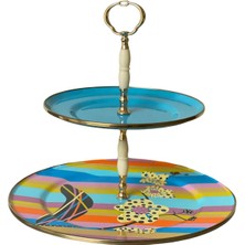 Dedemin Emayeleri Vintage Emaye 2 Katlı Kurabiyelik Cümbüş Ç:30 cm