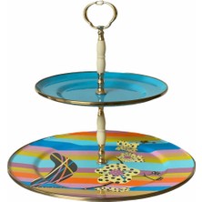 Dedemin Emayeleri Vintage Emaye 2 Katlı Kurabiyelik Cümbüş Ç:30 cm