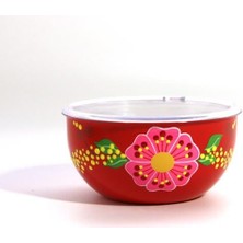 El Boyama 16 cm Kırmızı Kapaklı Kase