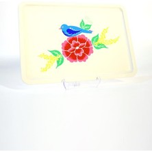 El Boyama Beyaz Dikdörtgen Tepsi