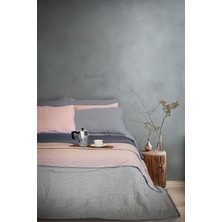 Cocoon %100 Pamuk 4 Kat Müslin Çift Kişilik Yatak Örtüsü Gri / Pembe 200x220
