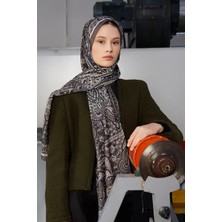 Madame Polo Ethnopure Collection Thalia Vizon Etnik Desenli Kadın Şal Hafif ve Kırışmaya Dayanıklı