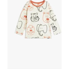 Koton 5Wmb10268Tk 0D1 Ekru Desenli Erkek Bebek Jersey Kazak