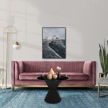 Decorita Tekli Zigon Sehpa | Piramit Cam Sehpa | Polisitiren Köpük Ayaklı | Siyah Mermer Görünümlü | Çap60 cm
