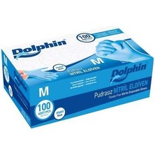 Dolphin Pudrasız Mavi Nitril Muayene Eldiveni M Beden 20 Paket Koli