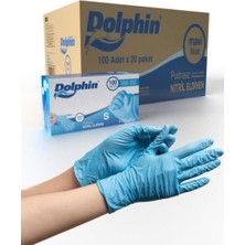 Dolphin Pudrasız Mavi Nitril Muayene Eldiveni S Beden 20 Paket Koli