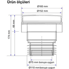 McAlpine Maxi Outdoor DN70lik DN100lük dış mekan atık pis su otomatik hava alma valfi havalık şapkası cihazı - banyoda tuvalette yer süzgeci sifon giderden kötü lağım ve kanalizasyon kokusu önleyici