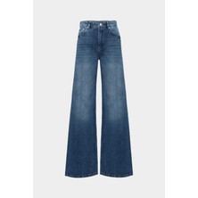 AÇELYAOKCU High Waist Wed Leg Mid Blue Extra Geniş Paça Jean