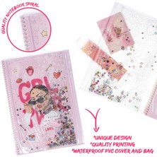 Girl Power Simli ve Sulu Kapaklı Kalem Kutulu A4 Defter