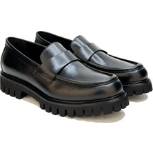 Trust Shoes Siyah Deri Kolej Ayakkabı