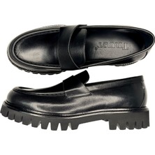 Trust Shoes Siyah Deri Kolej Ayakkabı