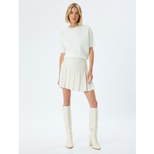 Koton Triko Kısa Kollu Kazak Bisiklet Yaka Inci Işleme Detaylı