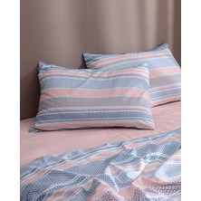 Madame Coco Favor King Size %100 Pamuk Ranforce Baskılı Çarşaflı Nevresim Takımı - Mavi