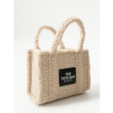 Elizan Kolon Askılı The Tote Modern Bej Peluş Kadın Çantası