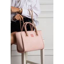 Elizan Geniş Iç Hacimli Zincirli Tasarım Pudra Süet Kadın Çantası