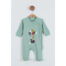 Yeni Sevimli Balon ve Hayvan Desenli Çıtçıtlı Pamuklu Uzun Kollu Kışlık Erkek Bebek Tulum