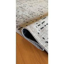 Ecosıa Carpet Ecosıa Modern Şönil Kilim Halı Yüksek Kalite Yolluk Antrasit Yıkanabilir Saçaklı  Kaymaz Taban