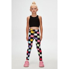 Op Art Chechers Kız Çocuk Desenli Yazlık Tayt